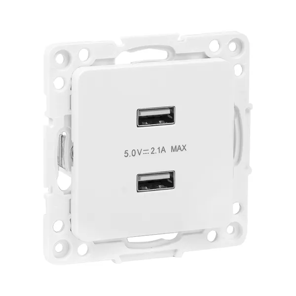 Стокгольм Механизм Розетки USB 2-местной 2,1А винтовые клеммы белый EKF PROxima