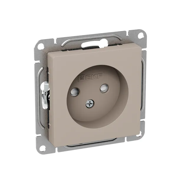 Механизм розетки, 16А, без заземления, со шторками, кремовый Эпика EKF