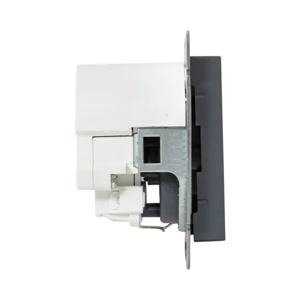 Механизм розетки с USB-C - 2шт, 16А, с заземлением, со шторками, графит Эпика EKF