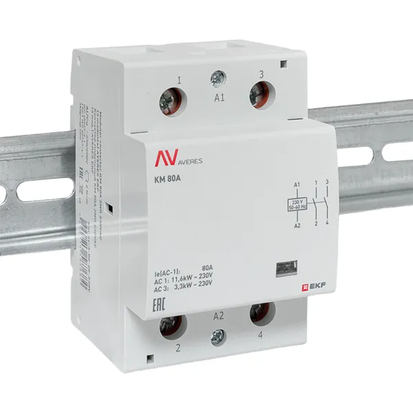 Контактор модульный КМ 80А 2NО 230VAC (3 мод.) AVERES EKF