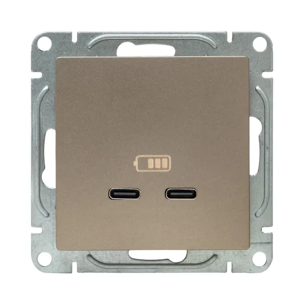 Механизм розетки USB-C - 2шт, шампань Эпика EKF