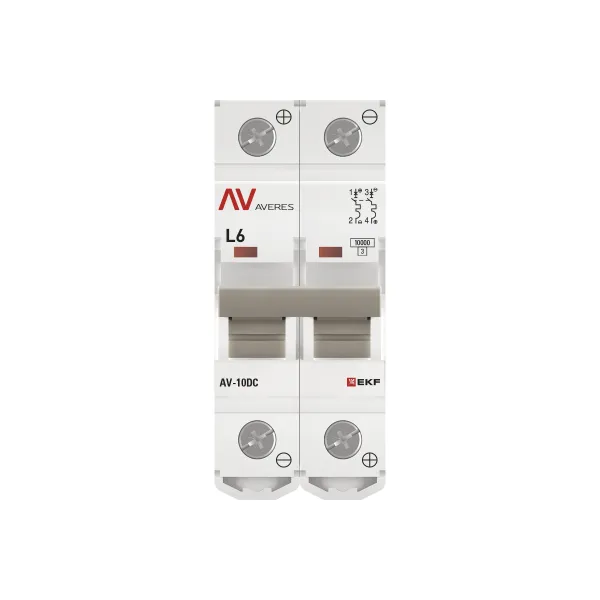 Выключатель автоматический AV-10 DC 2P 6A (L) 10kA EKF AVERES