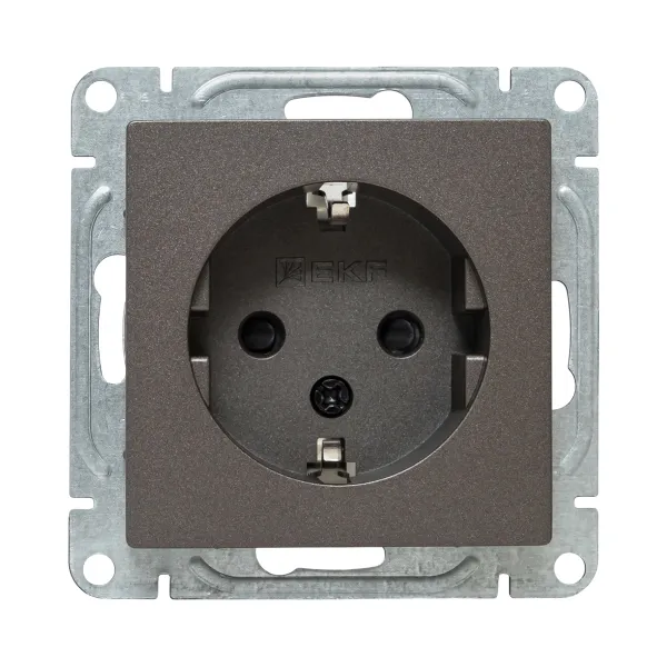 Механизм розетки, 16А, с заземлением, со шторками, мокко Эпика EKF