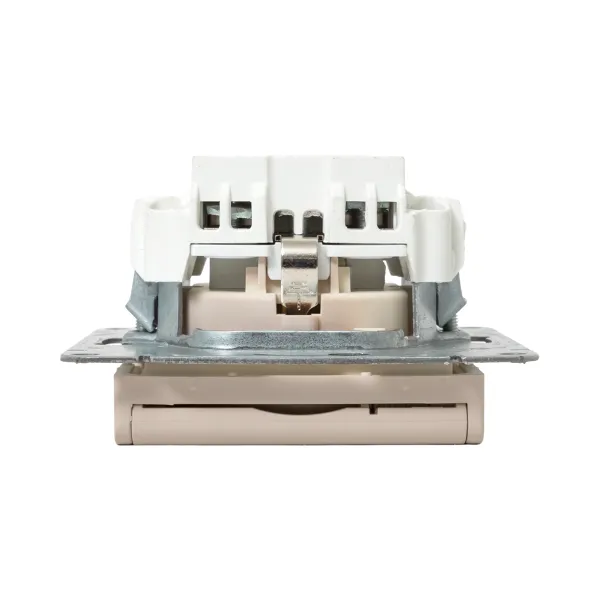 Механизм розетки, 16А, IP44, с заземлением, со шторками, c крышкой, кремовый Эпика EKF