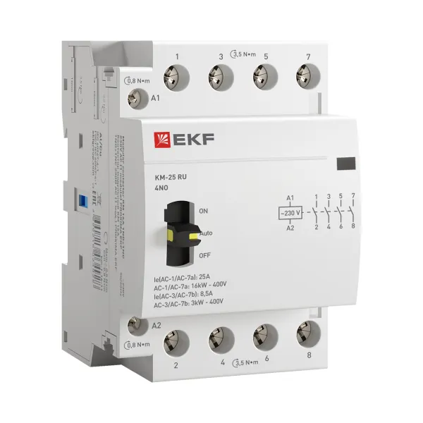 Контактор модульный КМ РУ 25А 4NO (3 мод.) EKF PROxima
