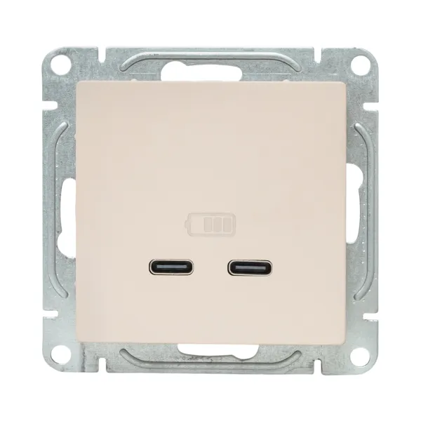 Механизм розетки USB-C - 2шт, кремовый Эпика EKF