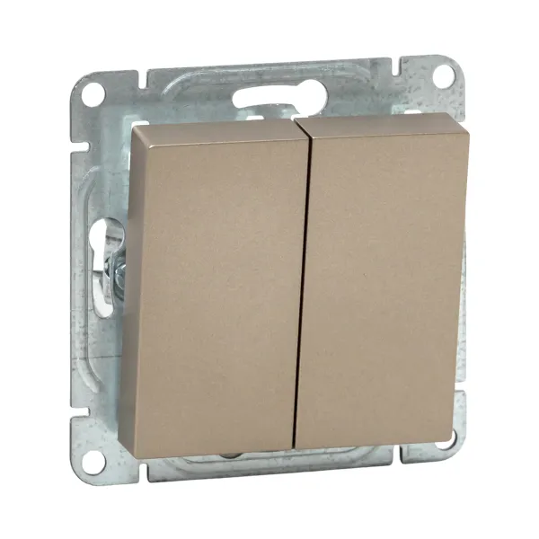 Механизм выключателя, двухклавишный, шампань Эпика EKF