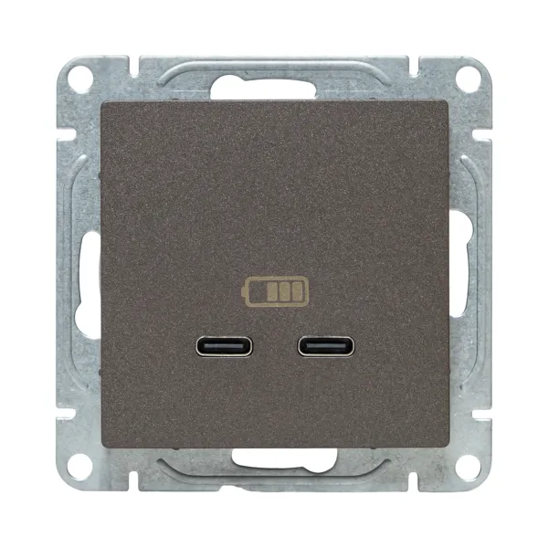 Механизм розетки USB-C - 2шт, мокко Эпика EKF