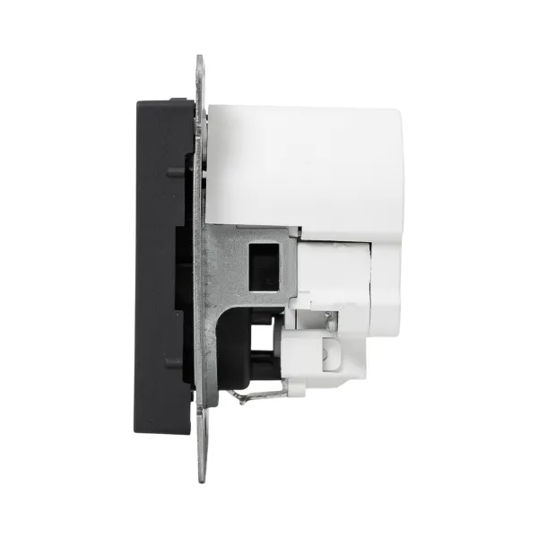 Механизм розетки с USB-A+С - 2шт, 16А, с заземлением, со шторками, чёрный Эпика EKF