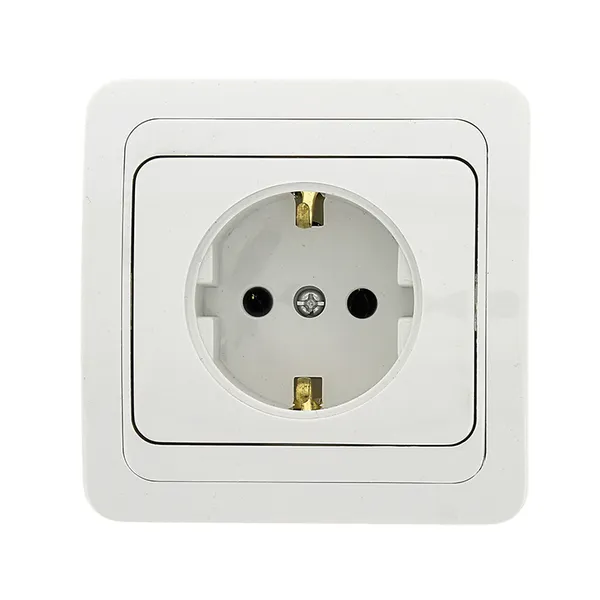 Лондон Розетка 1-местная с заземлением 16А керамика белая EKF PROxima