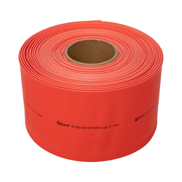 Термоусаживаемая трубка ТУТ нг 100/50 красная рулон EKF PROxima