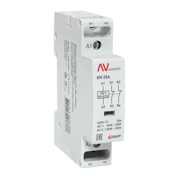 Контактор модульный КМ 25А 2NC 230VAC (1 мод.) AVERES EKF