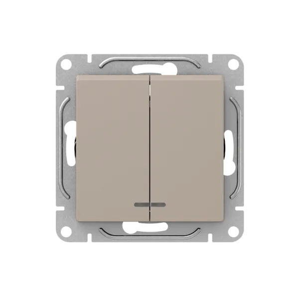 Механизм выключателя, двухклавишный, с подсветкой, кремовый Эпика EKF