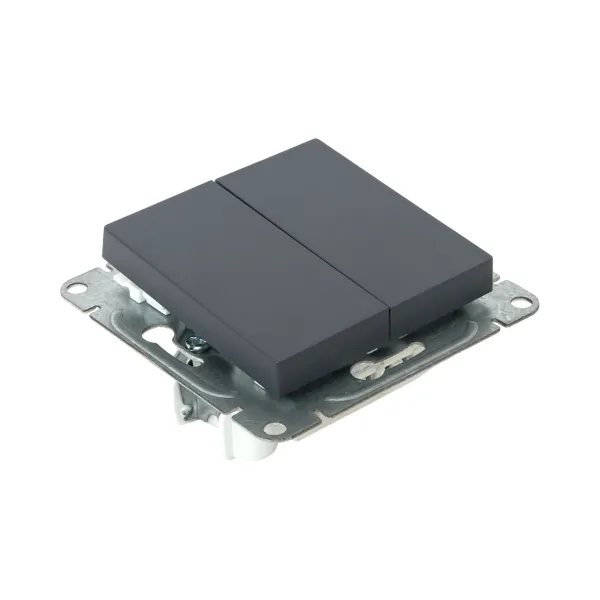 Механизм выключателя, двухклавишный, проходной, графит Эпика EKF