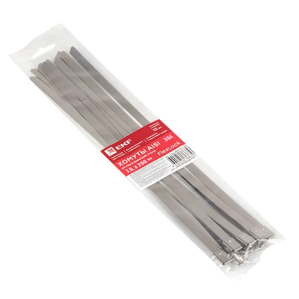 Хомут AISI 304 из нержавеющей стали, 7.9x290 (10 шт.) FlexLock PROxima