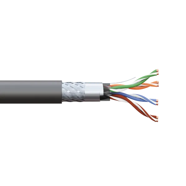 Кабель витая пара TERACOM PRO Cat.5E SF/UTP для промышленного Ethernet проводник 4 пары 19x0,1мм 26AWG оболочка полиуретан -40°C – +80°C цвет черный (упак. 305м)