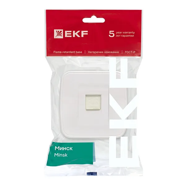 Минск Розетка Phone 1-местная ОП белая EKF