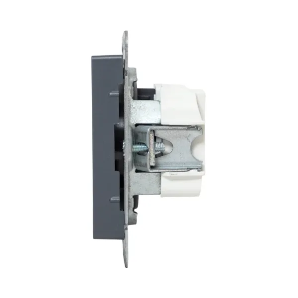 Механизм розетки, 16А, без заземления, со шторками, графит Эпика EKF