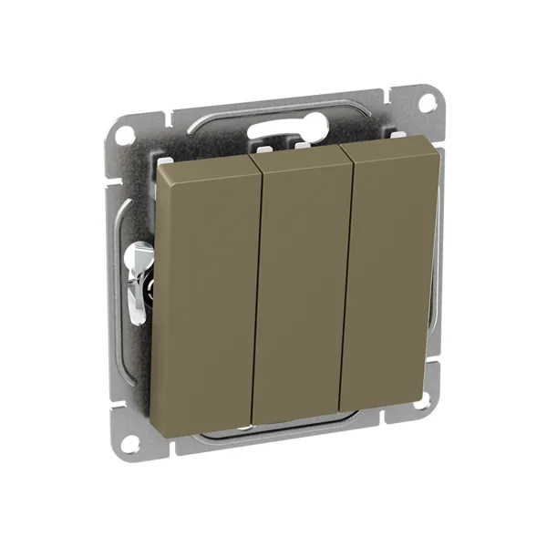 Механизм выключателя, трёхклавишный, шампань Эпика EKF