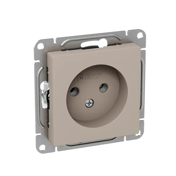 Механизм розетки, 16А, без заземления, без шторок, кремовый Эпика EKF
