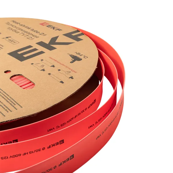 Термоусаживаемая трубка ТУТ нг 30/15 красная рулон EKF PROxima