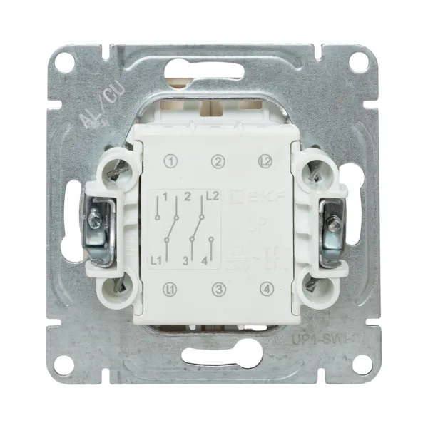 Механизм выключателя, двухклавишный, проходной, кремовый Эпика EKF