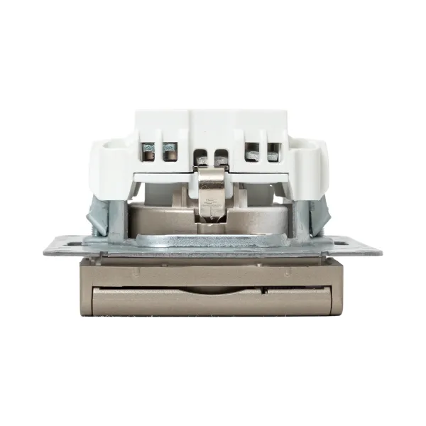 Механизм розетки, 16А, IP44, с заземлением, со шторками, c крышкой, шампань Эпика EKF