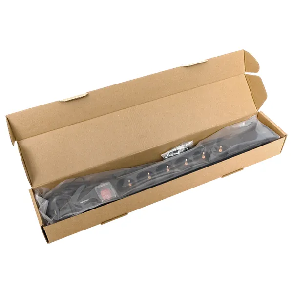 Блок розеток PDU TERACOM 19" 1U 16А/250В 6 розеток Schuko с выключателем шнур питания длиной 2 метра сечение 3x1,5 мм2 вилка Schuko корпус пластик черный