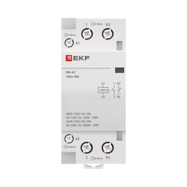 Контактор модульный КМ 63А NО+NC (2 мод.) EKF PROxima