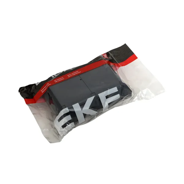 Механизм розетки двойной, 16А, IP44, с заземлением, со шторками, с рамкой, с крышками, графит Эпика EKF