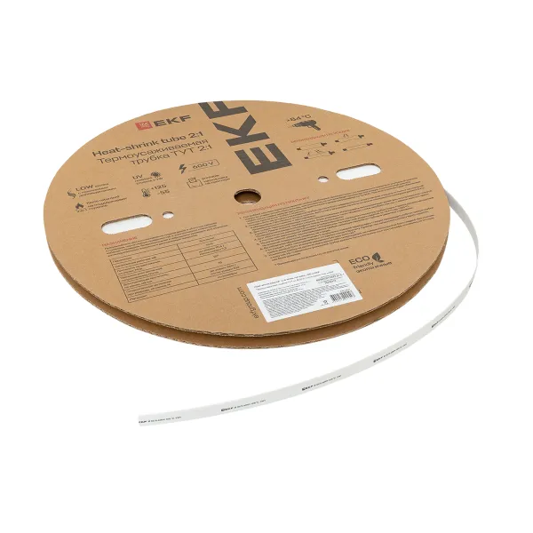 Термоусаживаемая трубка ТУТ нг 10/5 белая рулон EKF PROxima