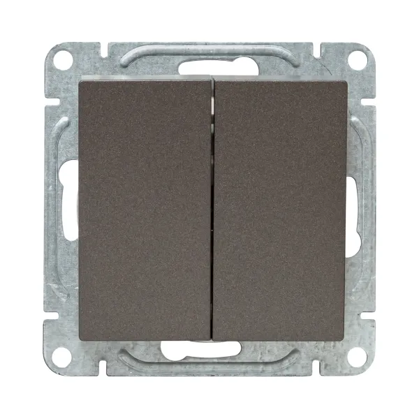 Механизм выключателя, двухклавишный, проходной, мокко Эпика EKF