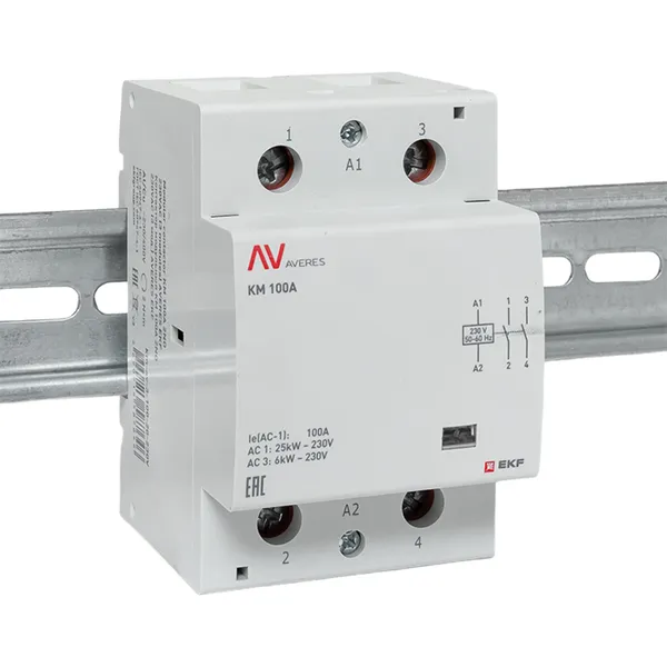 Контактор модульный КМ 100А 2NО 230VAC (3 мод.) AVERES EKF
