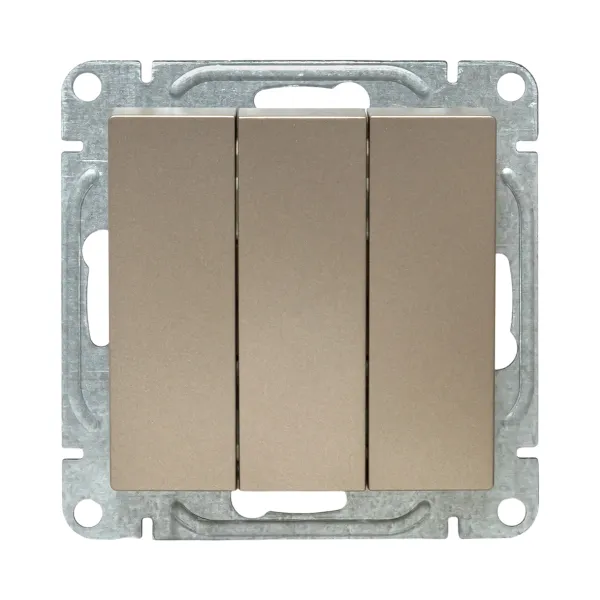 Механизм выключателя, трёхклавишный, шампань Эпика EKF