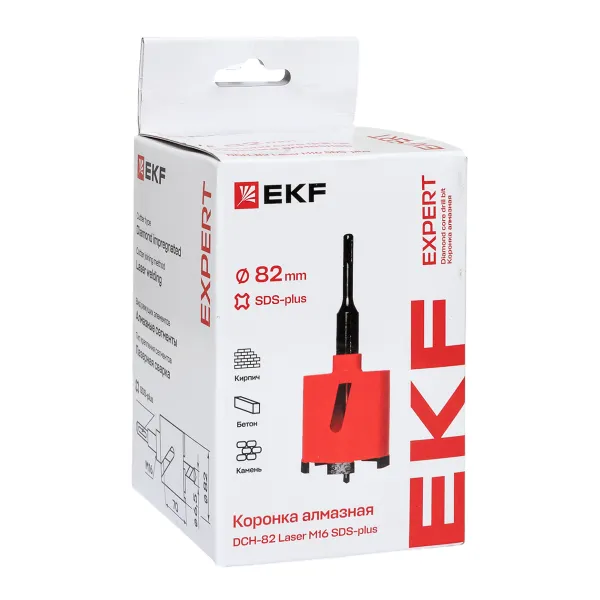 Коронка алмазная DCH-82 Laser M16 SDS-Plus EKF Expert