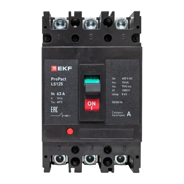 Автоматический выключатель LS125 18кА 3P 63А ProPact EKF