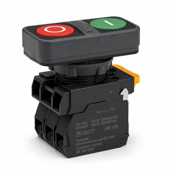 Кнопка SB-D2 красно-зеленая "Пуск-стоп" с подстветкой 24V AC/DC 1NO+1NC IP67 EKF