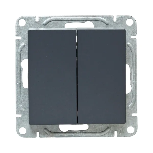 Механизм выключателя, двухклавишный, проходной, графит Эпика EKF