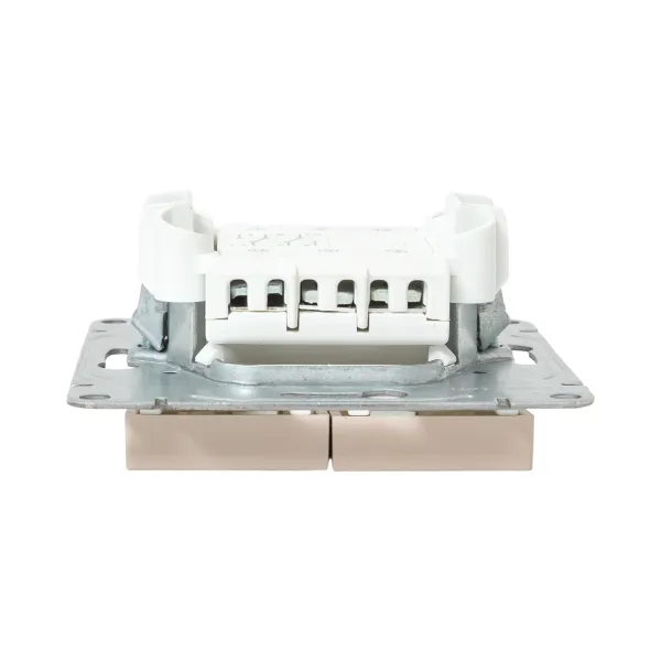 Механизм выключателя, двухклавишный, проходной, кремовый Эпика EKF