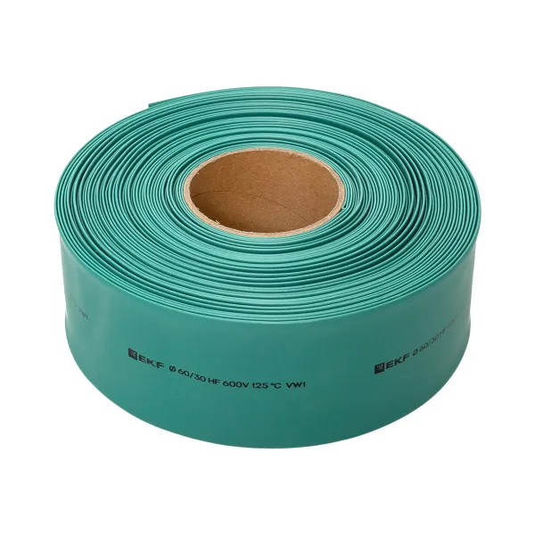 Термоусаживаемая трубка ТУТ нг 60/30 зелёная рулон EKF PROxima