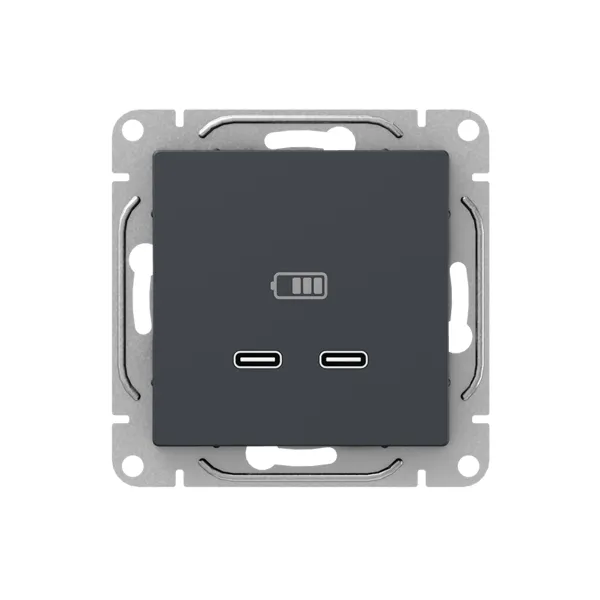 Механизм розетки USB-C - 2шт, графит Эпика EKF