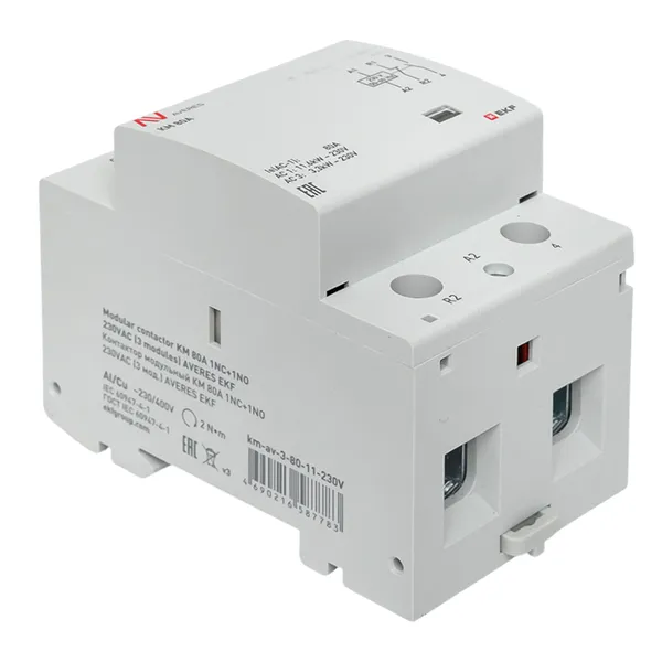 Контактор модульный КМ 80А 1NC+1NO 230VAC (3 мод.) AVERES EKF
