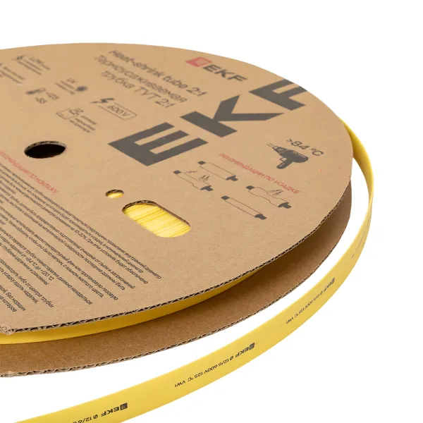 Термоусаживаемая трубка ТУТ нг 12/6 желтая рулон EKF PROxima