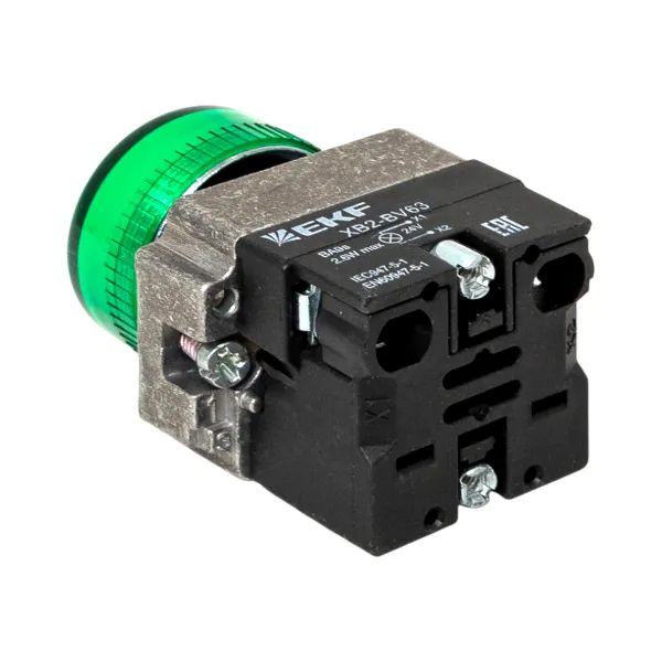 Лампа сигнальная BV63 зеленая 24В EKF