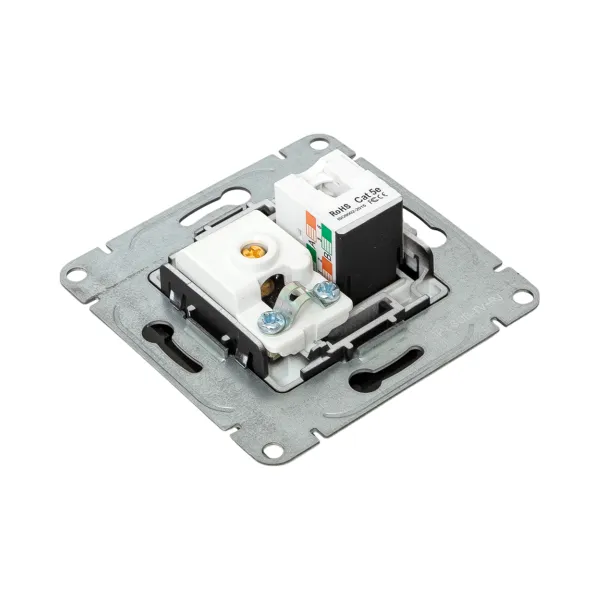 Механизм розетки TV+RJ45 (cat5), чёрный Эпика EKF