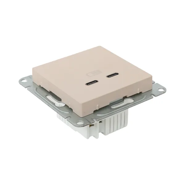 Механизм розетки USB-C - 2шт, кремовый Эпика EKF