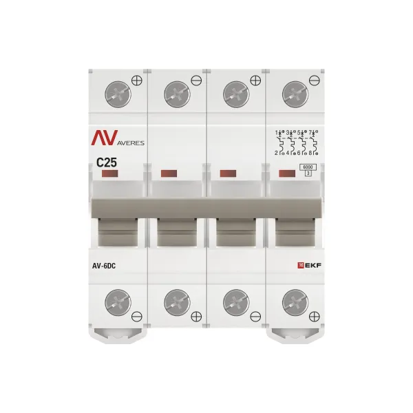 Выключатель автоматический AV-6 DC 4P 25A (C) 6kA EKF AVERES