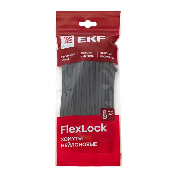 Хомут P6.6 стандартный (ч), 4.6x160 (100шт) FlexLock EKF