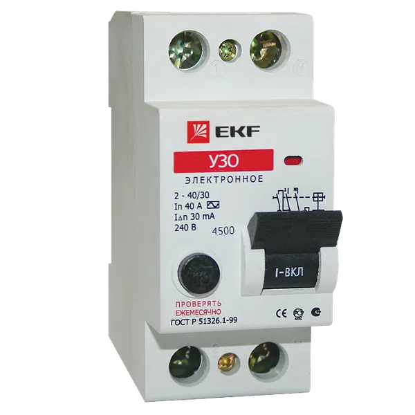 Устройство защитного отключения УЗО 2P 40А/30мА (электронное) EKF