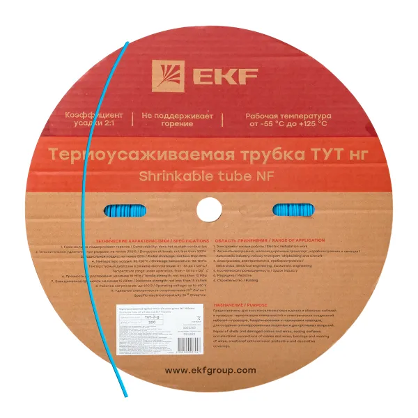 Термоусаживаемая трубка ТУТ нг 2/1 синяя рулон EKF PROxima